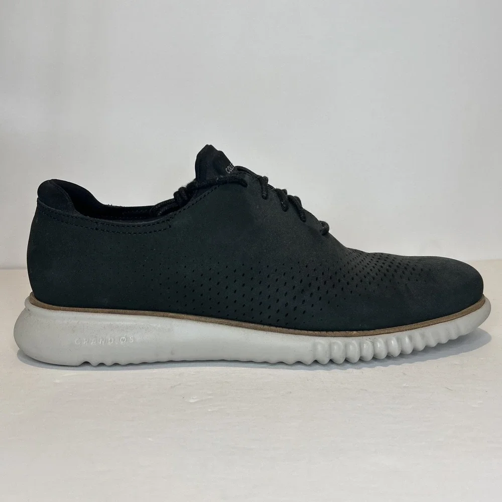 Cole Haan 2.Zerogrand Lined Laser Wingtip Oxford Men 12 Black Nubuck C23807